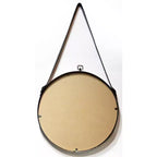 Miroir Mural Rond Suspendu de Ferme 16" avec Cadre, Sangle en Cuir et Laiton