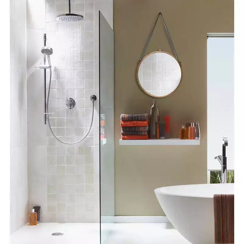 Miroir Mural Rond Suspendu de Ferme 16" avec Cadre, Sangle en Cuir et Laiton