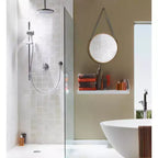 Miroir Mural Rond Suspendu de Ferme 16" avec Cadre, Sangle en Cuir et Laiton