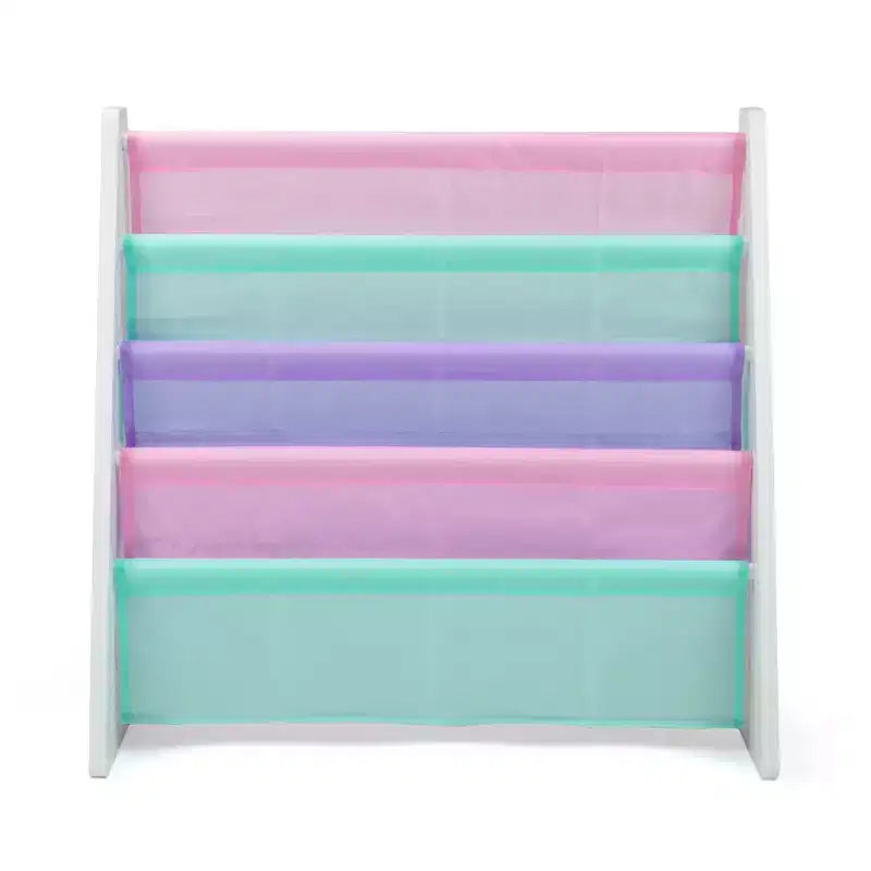Étagère à Livres Enfant 4 Niveaux Organisateur de Livres Blanc/Pastel Frais : Petite Étagère pour Chambre d'Enfant, MDF