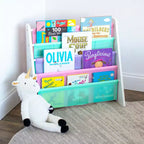 Étagère à Livres Enfant 4 Niveaux Organisateur de Livres Blanc/Pastel Frais : Petite Étagère pour Chambre d'Enfant, MDF