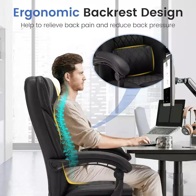 Chaise de bureau de massage 6 points, noire