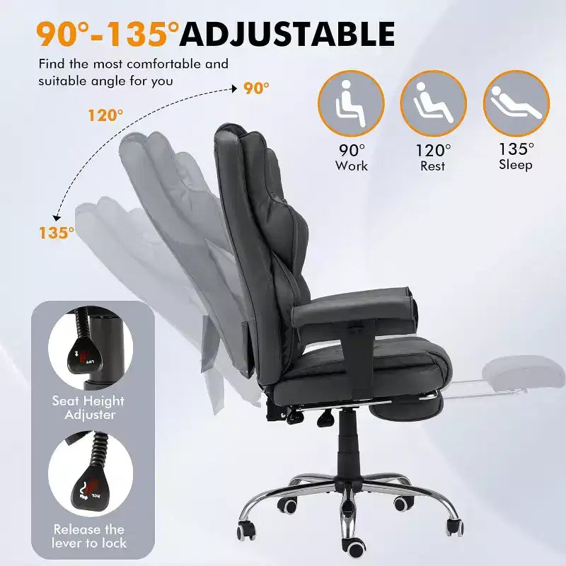 Chaise de bureau de massage 6 points, noire