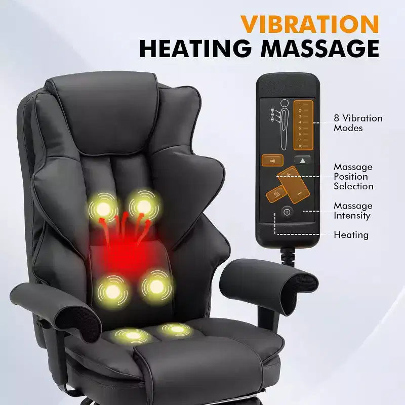 Chaise de bureau de massage 6 points, noire