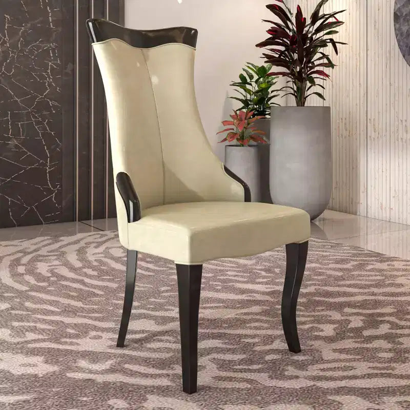 Chaise de salle à manger capitonnée en cuir/velours, chaise de cuisine confortable avec pieds en bois d'hévéa
