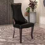 Chaise de salle à manger capitonnée en cuir/velours, chaise de cuisine confortable avec pieds en bois d'hévéa