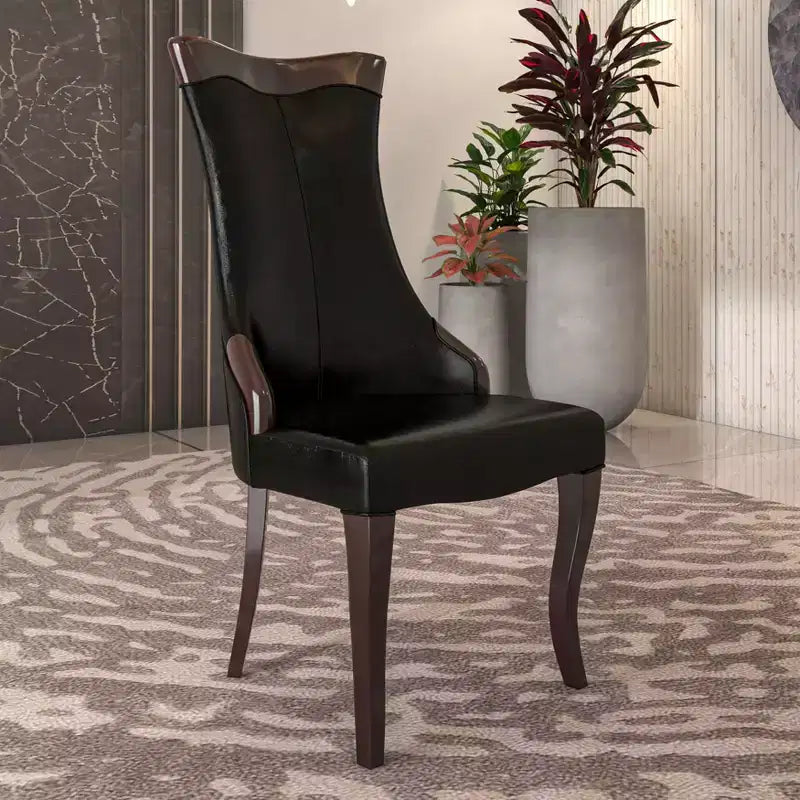 Chaise de salle à manger capitonnée en cuir/velours, chaise de cuisine confortable avec pieds en bois d'hévéa