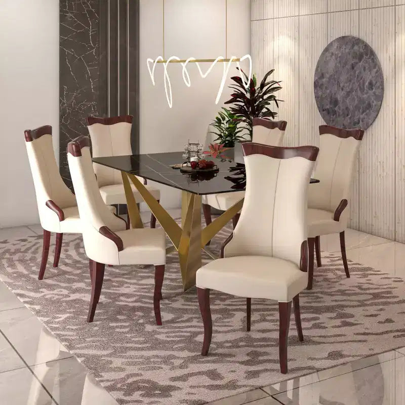 Chaise de salle à manger capitonnée en cuir/velours, chaise de cuisine confortable avec pieds en bois d'hévéa