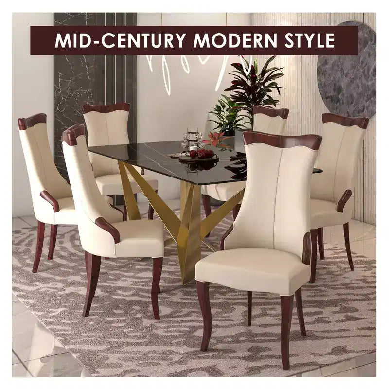 Chaise de salle à manger capitonnée en cuir/velours, chaise de cuisine confortable avec pieds en bois d'hévéa