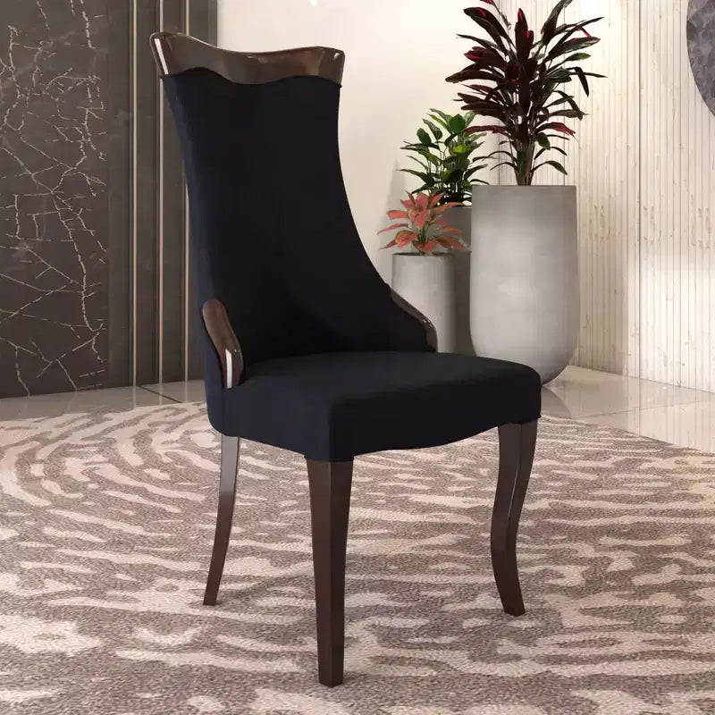 Chaise de salle à manger capitonnée en cuir/velours, chaise de cuisine confortable avec pieds en bois d'hévéa