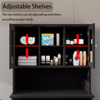 Armoire à linge autoportante noire à bascule avec étagères réglables de 32,68 po L. x 14,57 po P. x 59,69 po H.