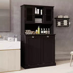 Armoire à linge autoportante noire à bascule avec étagères réglables de 32,68 po L. x 14,57 po P. x 59,69 po H.