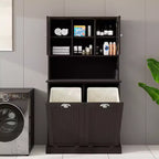 Armoire à linge autoportante noire à bascule avec étagères réglables de 32,68 po L. x 14,57 po P. x 59,69 po H.