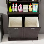 Armoire à linge autoportante noire à bascule avec étagères réglables de 32,68 po L. x 14,57 po P. x 59,69 po H.