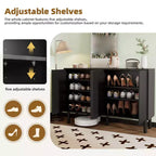 Meuble à chaussures d'entrée de 55", armoire à chaussures à 3 niveaux avec 4 portes, buffet avec étagères réglables pour couloir et salon