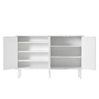 Meuble à chaussures d'entrée de 55", armoire à chaussures à 3 niveaux avec 4 portes, buffet avec étagères réglables pour couloir et salon
