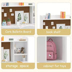 Bureau et chaise pour enfants, bureau d'étude en bois avec étagère, meuble de rangement, bureau d'écriture - poste de travail informatique pour chambre d'enfants et salle d'étude, blanc