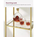 Étagère à 5 niveaux, étagère en verre trempé, design arqué