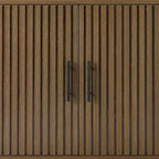 Meuble de rangement 2 portes à lattes, meuble d'appoint avec patins anti-rayures