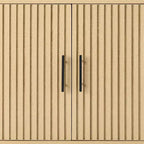 Meuble de rangement 2 portes à lattes, meuble d'appoint avec patins anti-rayures