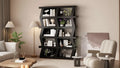 Famapy Open Bookcase Decorative shelf Unique shape Multi-functional storage Multi-storage Compartment Black