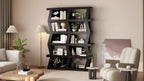 Famapy Open Bookcase Decorative shelf Unique shape Multi-functional storage Multi-storage Compartment Black