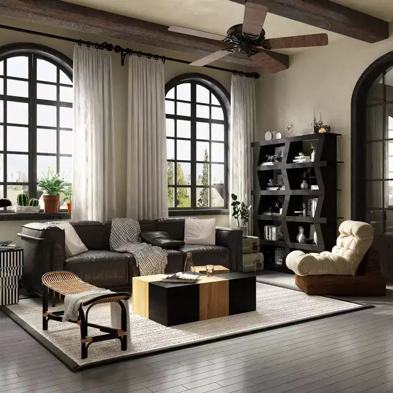 Étagère ouverte décorative de forme unique, rangement multifonctionnel avec plusieurs compartiments, noire