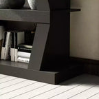 Étagère ouverte décorative de forme unique, rangement multifonctionnel avec plusieurs compartiments, noire