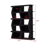 Étagère ouverte décorative de forme unique, rangement multifonctionnel avec plusieurs compartiments, noire