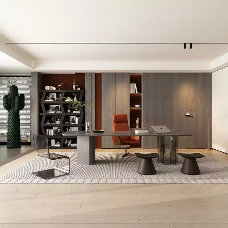 Étagère ouverte décorative de forme unique, rangement multifonctionnel avec plusieurs compartiments, noire