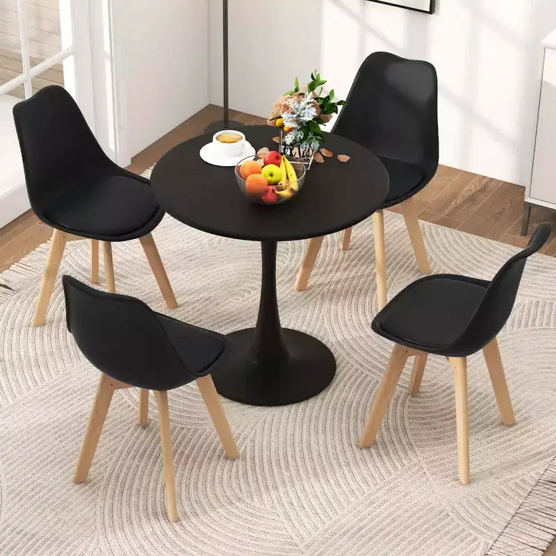 Table à manger ronde moderne avec 4 chaises pour petite cuisine
