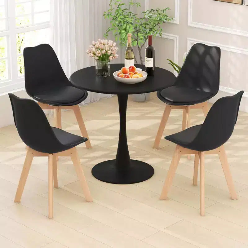 Table à manger ronde moderne avec 4 chaises pour petite cuisine