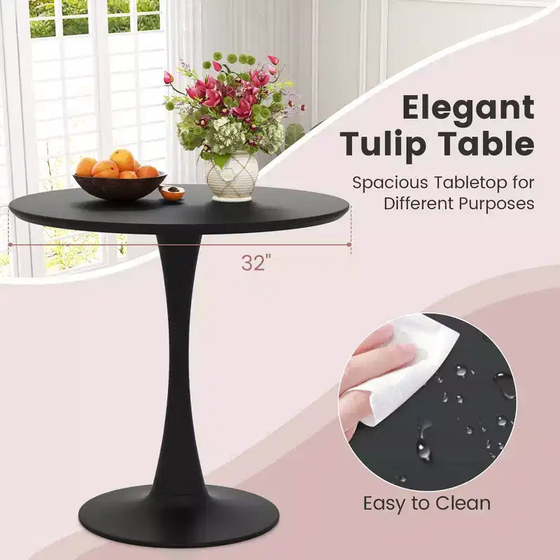 Table à manger ronde moderne avec 4 chaises pour petite cuisine