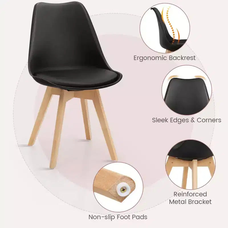 Table à manger ronde moderne avec 4 chaises pour petite cuisine