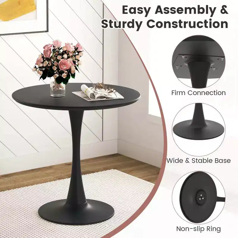 Table à manger ronde moderne avec 4 chaises pour petite cuisine