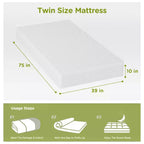Matelas 10 Pouces Mousse à Mémoire de Forme Gel Matelas Fermeté Moyenne pour Sommeil Frais et Soulagement de la Pression Certifié CertiPUR-US