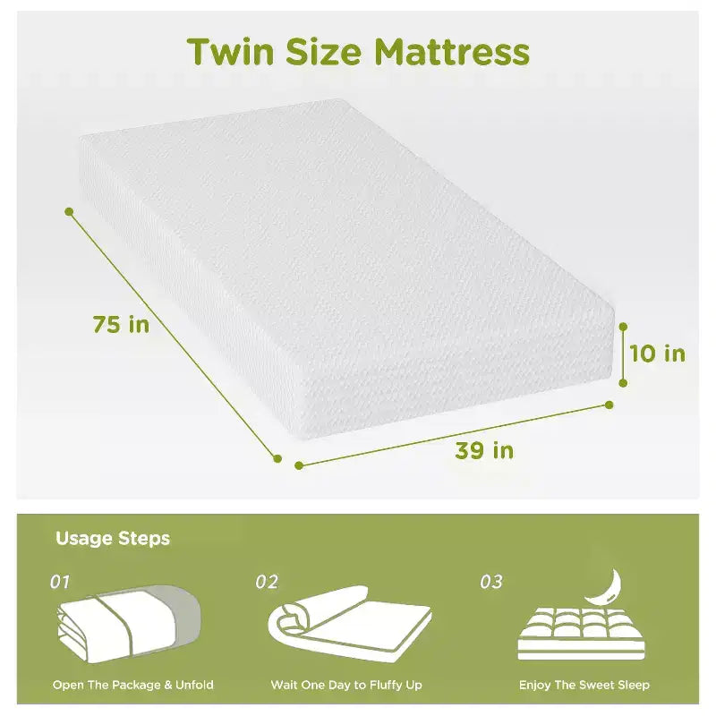 Matelas 10 Pouces Mousse à Mémoire de Forme Gel Matelas Fermeté Moyenne pour Sommeil Frais et Soulagement de la Pression Certifié CertiPUR-US