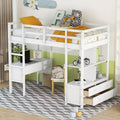 Whisen 78.20''L  57.50''W Wood Loft Bed with Built-in Desk with Two Drawers, Storage Shelves and Drawers