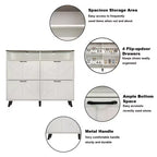 Meuble de rangement pour chaussures, meuble à chaussures autoportant avec 4 tiroirs basculants et portes coulissantes style grange, commode à chaussures fine et étroite, organiseur de chaussures