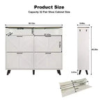 Meuble de rangement pour chaussures, meuble à chaussures autoportant avec 4 tiroirs basculants et portes coulissantes style grange, commode à chaussures fine et étroite, organiseur de chaussures