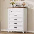 Freestanding 41.3 Tall Vertical Drawer Dresser with Storage , Wooden Closet Storage Chest for Living Room, Bedroom, Entryway, Bedroom, White + Brown