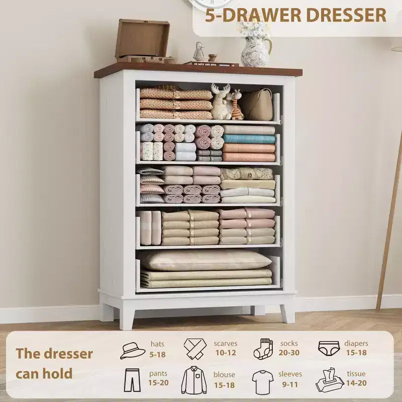 Commode de rangement verticale sur pied de 105 cm de haut, en bois, pour salon, chambre, entrée, chambre, blanc + marron