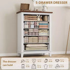 Commode de rangement verticale sur pied de 105 cm de haut, en bois, pour salon, chambre, entrée, chambre, blanc + marron