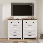 Commode de rangement verticale sur pied de 105 cm de haut, en bois, pour salon, chambre, entrée, chambre, blanc + marron