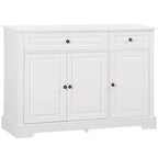 Meuble de Rangement, Buffet avec 2 Tiroirs et Étagères Réglables, Meuble de Rangement pour Entrée, Salon, Cuisine, Blanc