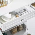 Meuble de Rangement, Buffet avec 2 Tiroirs et Étagères Réglables, Meuble de Rangement pour Entrée, Salon, Cuisine, Blanc