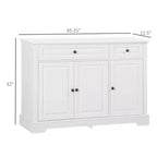 Meuble de Rangement, Buffet avec 2 Tiroirs et Étagères Réglables, Meuble de Rangement pour Entrée, Salon, Cuisine, Blanc