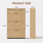 Meuble de rangement à chaussures slim cannelé de 80 cm pour entrée avec 2 tiroirs et étagère réglable