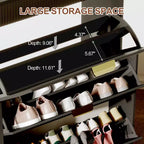 Meuble de rangement à chaussures slim cannelé de 80 cm pour entrée avec 2 tiroirs et étagère réglable