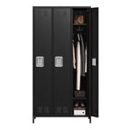 GustoWave 3 Doors Steel Storage, Metal Locker for School Office Gym, 72 Inch Locker Cabinet for Employees,Industrial Storage Locker with 3 Shelves